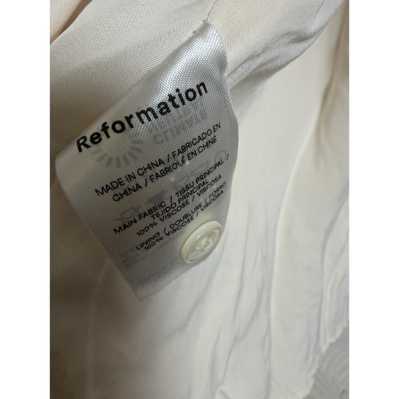 Reformation Cream Colored Eyelet Detail Merrit Dress Long Slit Side Size 8 - Picture 5 of 8